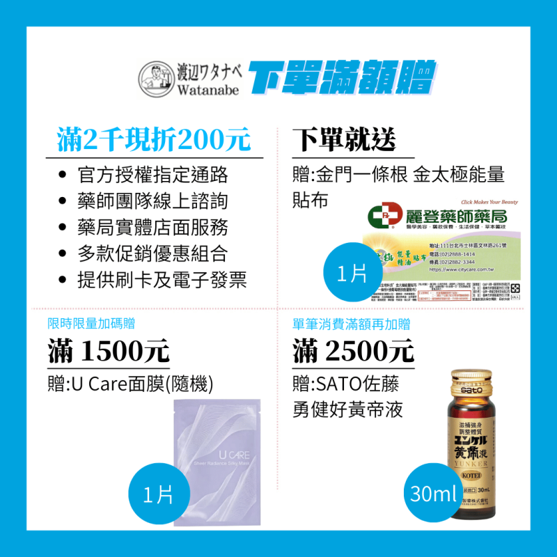 渡邊專賣店滿額贈